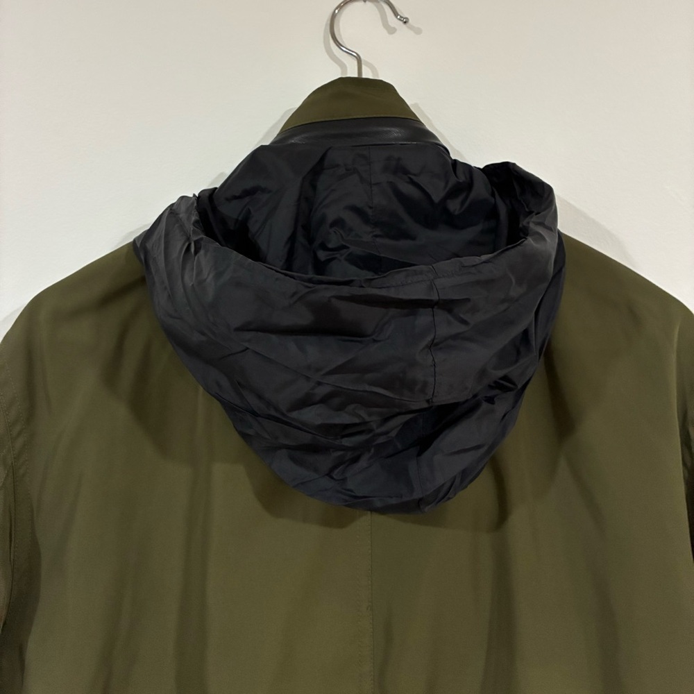 [M] AVEC LES FILLES Jacket Utility Olive Green Faux Leather Trim Anthropologie - Picture 4 of 8
